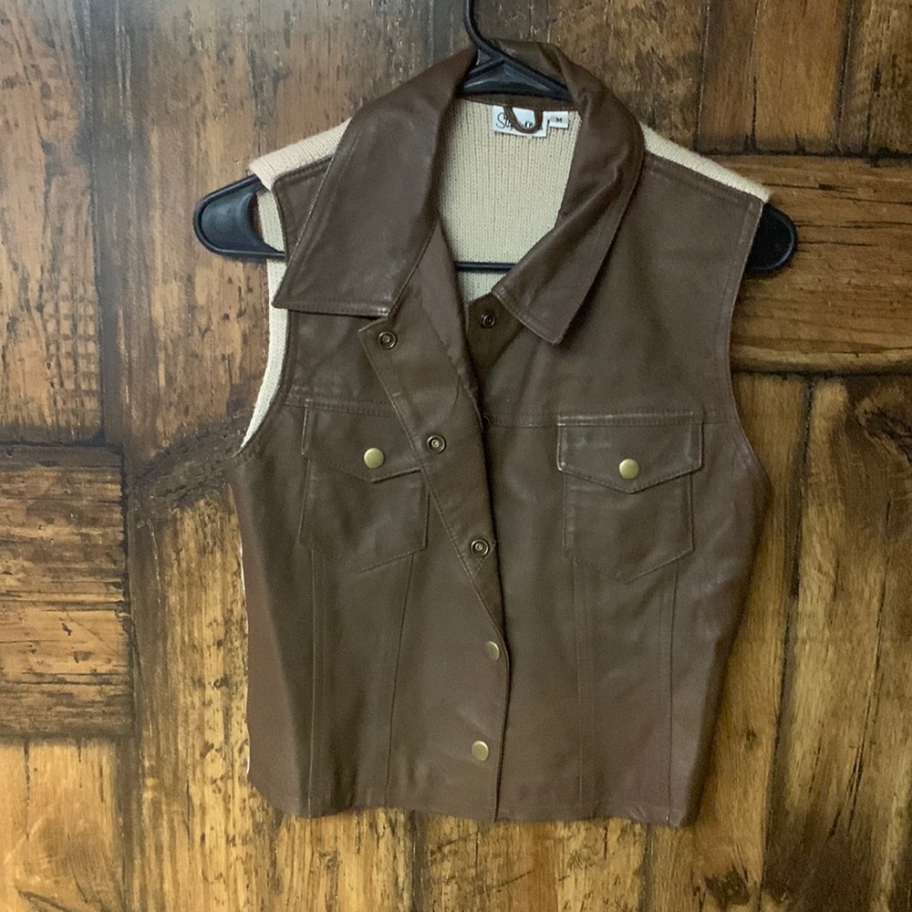 Style works vintage leather vest size Medium